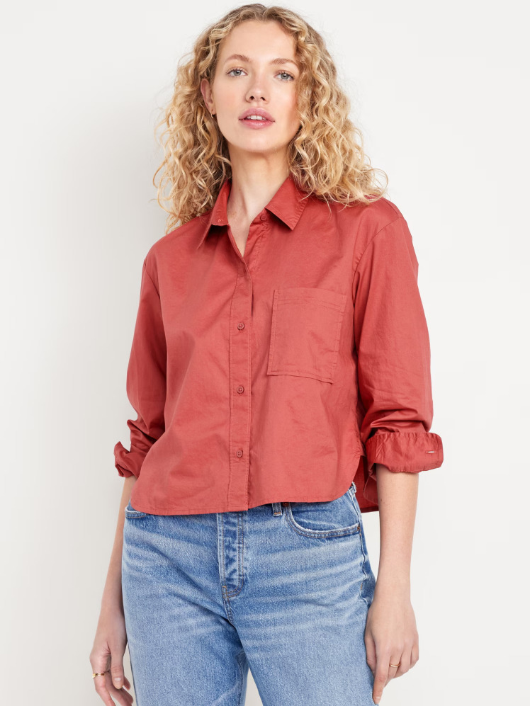 شومیز کراپ ساده زنانه برند الد نیوی Old Navy - رنگ سرخابی | بادابینگ استایل