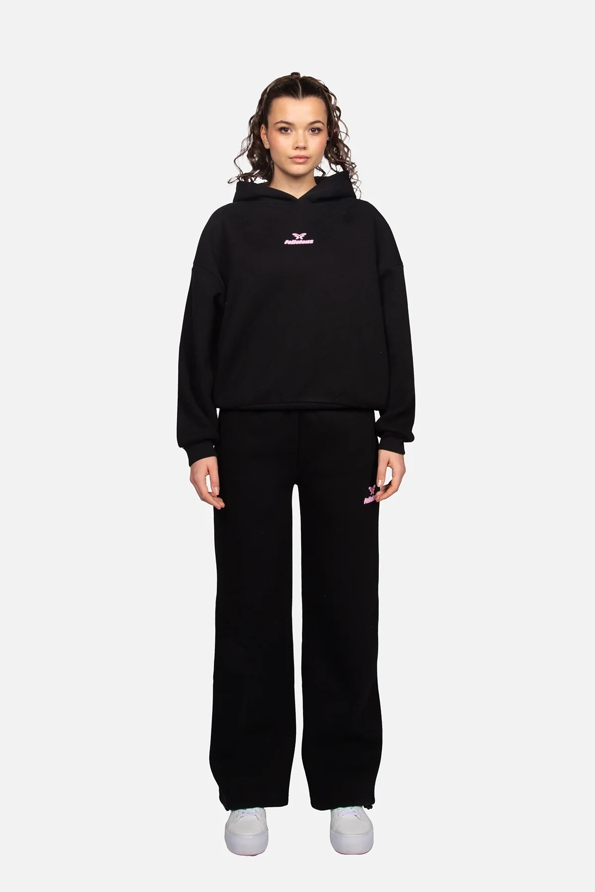  ست هودی و شلوار اسلش جاگر زنانه مشکی برند فلیشس felicious | بادابینگ استایل 