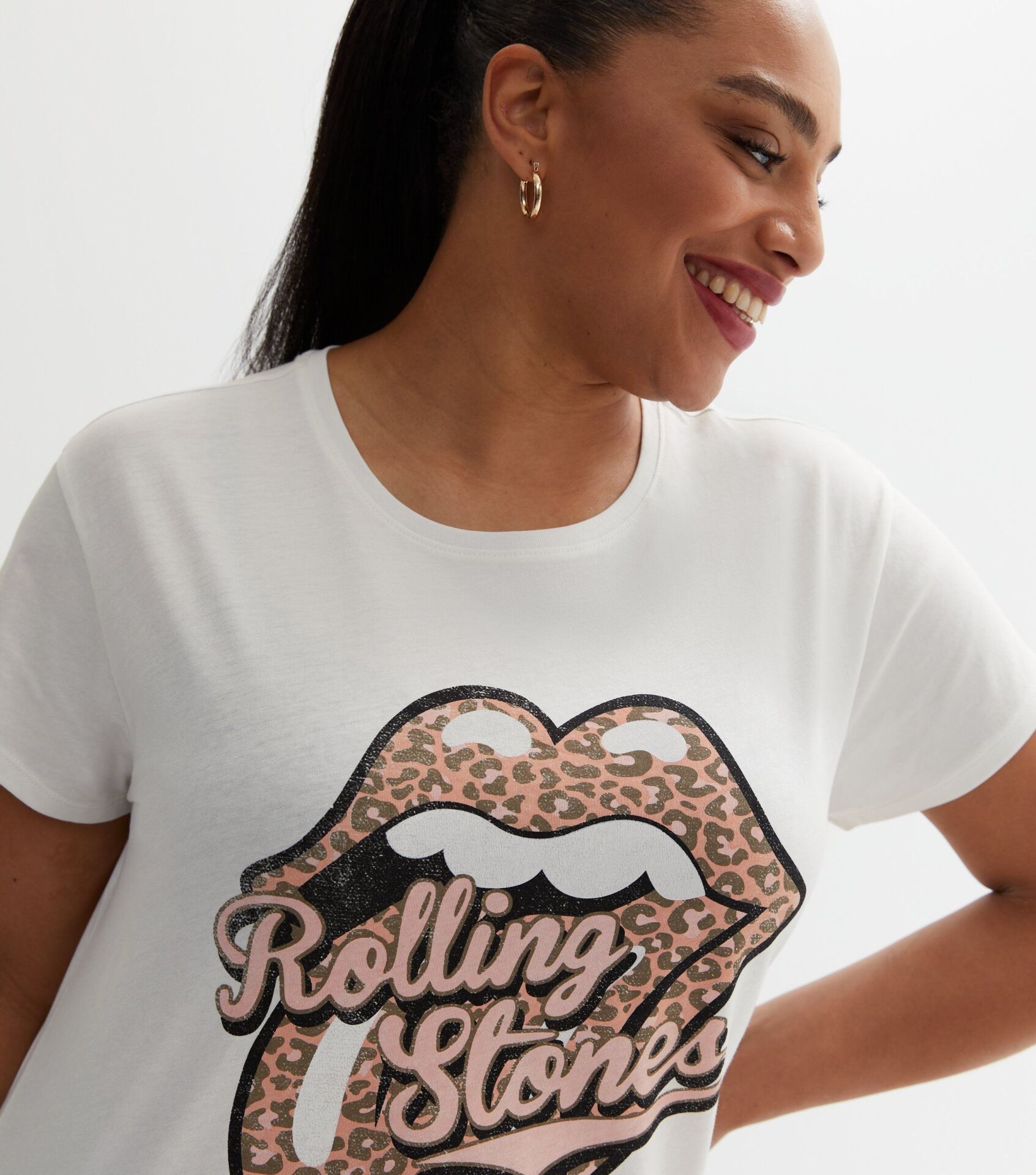  تیشرت لوگو پلنگی Rolling Stones Lips زنانه سایز بزرگ برند نیو لوک NEW LOOK | بادابینگ استایل 