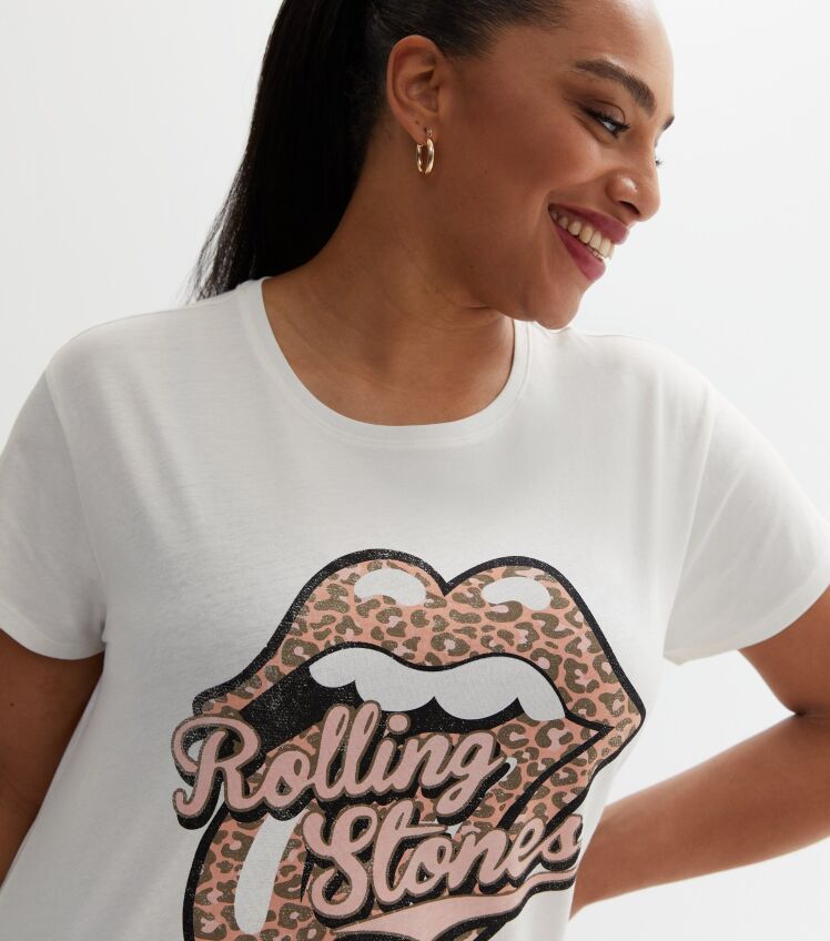 تیشرت لوگو پلنگی Rolling Stones Lips زنانه سایز بزرگ برند نیو لوک NEW LOOK | بادابینگ استایل