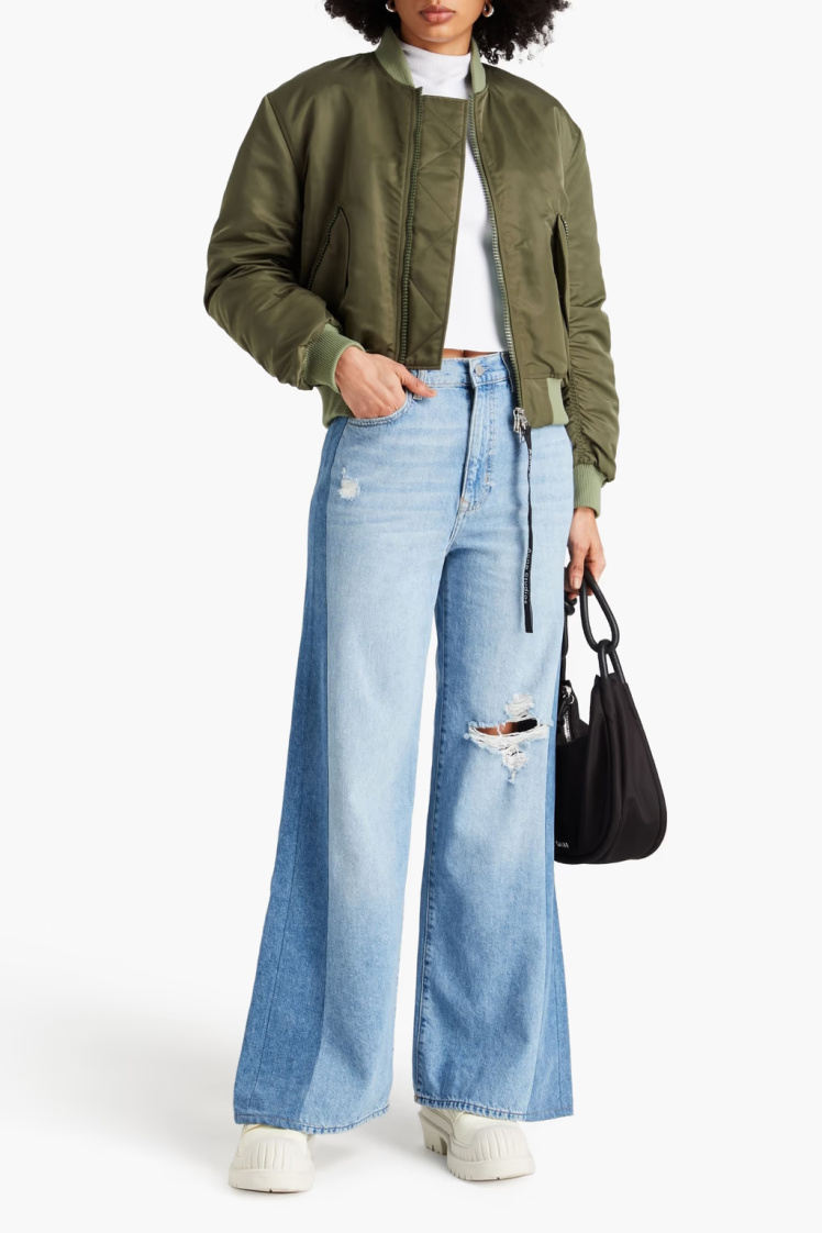 شلوار جین زنانه واید لگ زاپدار وینتج فاق بلند آبی روشن برند DL1961 - مدل Hepburn Wide Leg | بادابینگ استایل