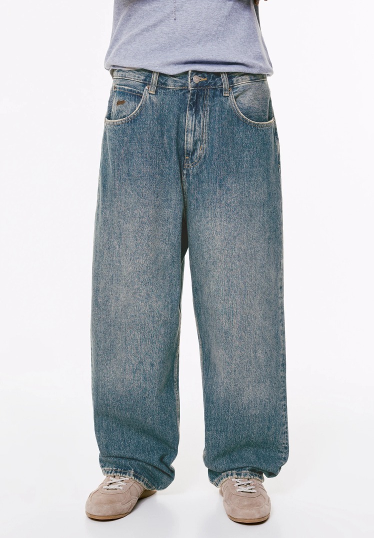 شلوار جین مردانه بگ آبی برند پول اند بیر STWD - Pull&Bear | بادابینگ استایل