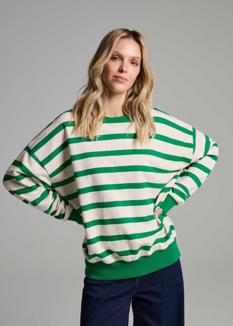 سویشرت دورس راه راه زنانه اورسایز سبز برند دایورس diverse | بادابینگ استایل