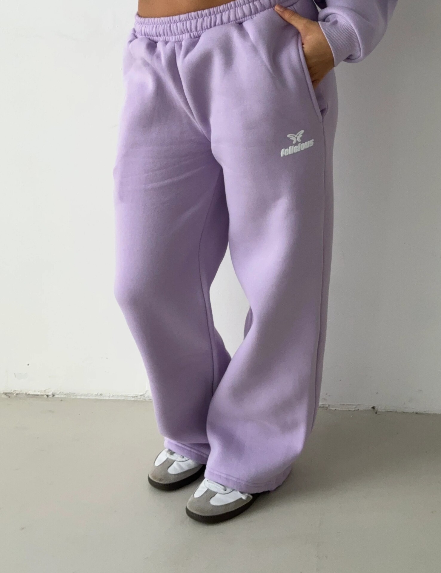  شلوار اسلش زنانه واید لگ بنفش یاسی برند فلیشس felicious | بادابینگ استایل 