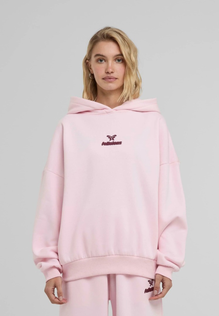 هودی باکسی فیت زنانه ساده صورتی برند فلیشس felicious