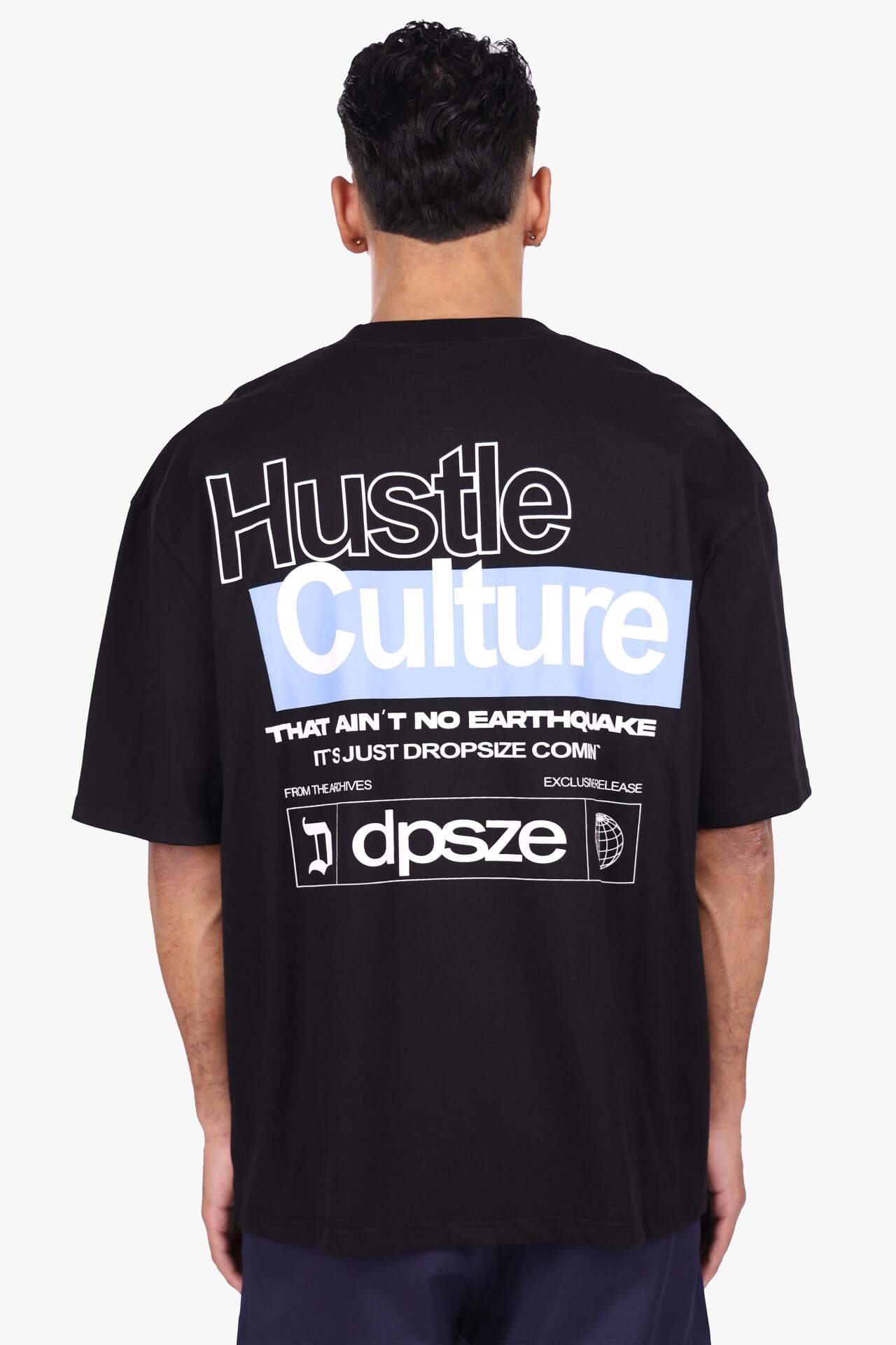  تیشرت اورسایز گرم بالا مردانه Hustle Culture مشکی برند دراپ سایز Dropsize | بادابینگ استایل 