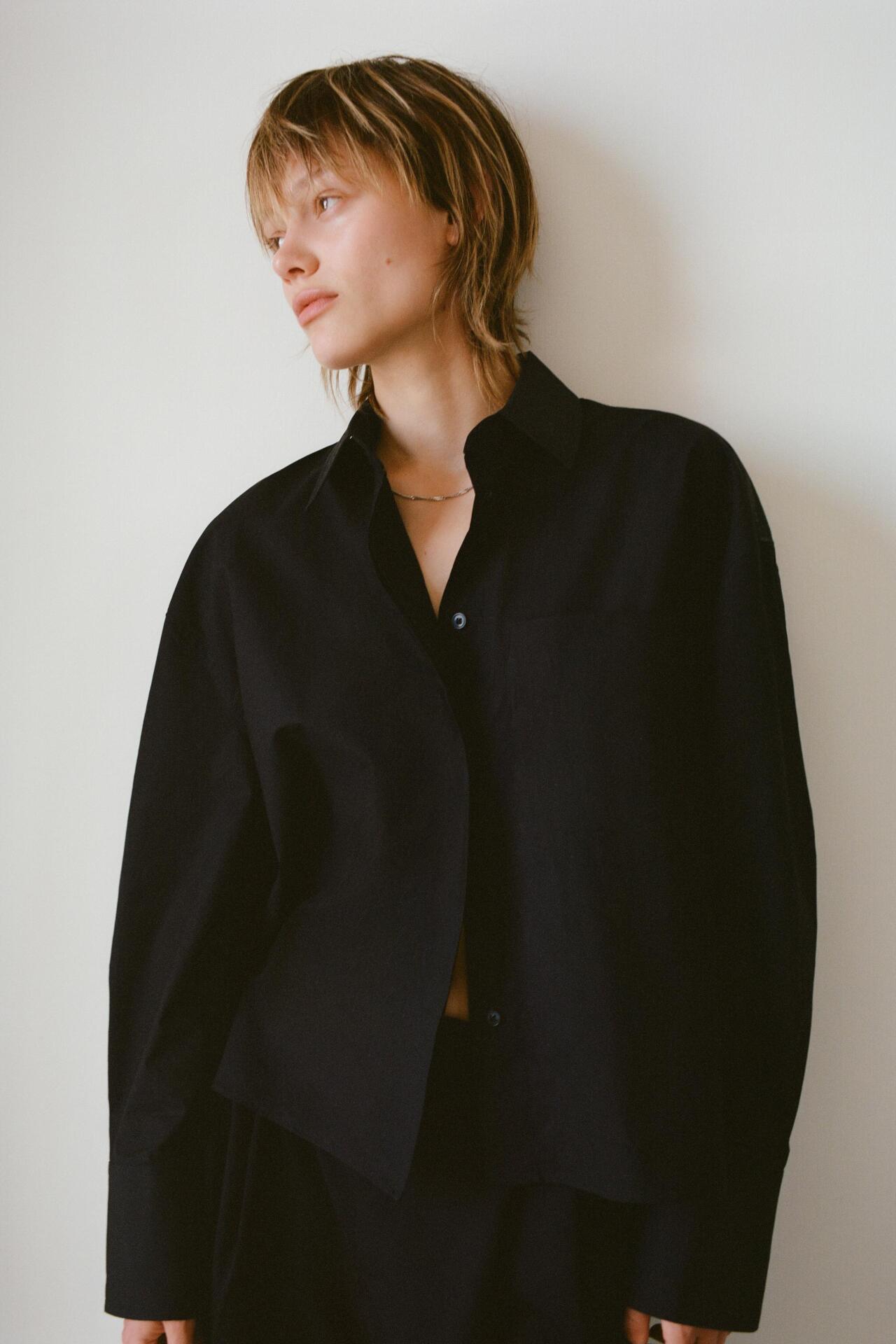  شومیز پوپلین ساده اورسایز زنانه جیب دار مشکی برند زارا ZARA | بادابینگ استایل 