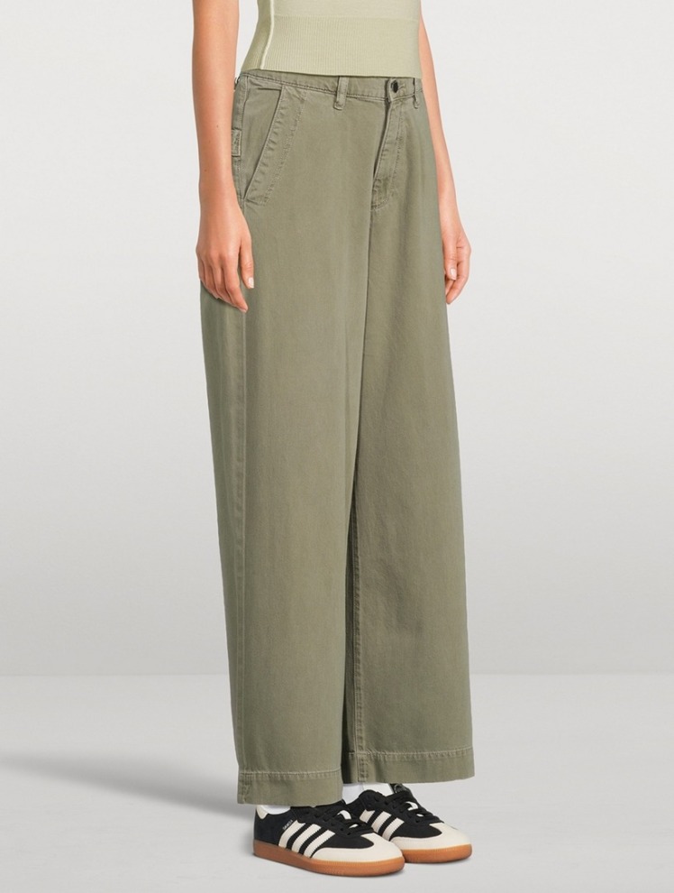 شلوار جین زنانه کارپنتر واید لگ فاق بلند سبز زیتونی برند DL1961 - مدل Zoie Wide Leg Alpine Green | بادابینگ استایل
