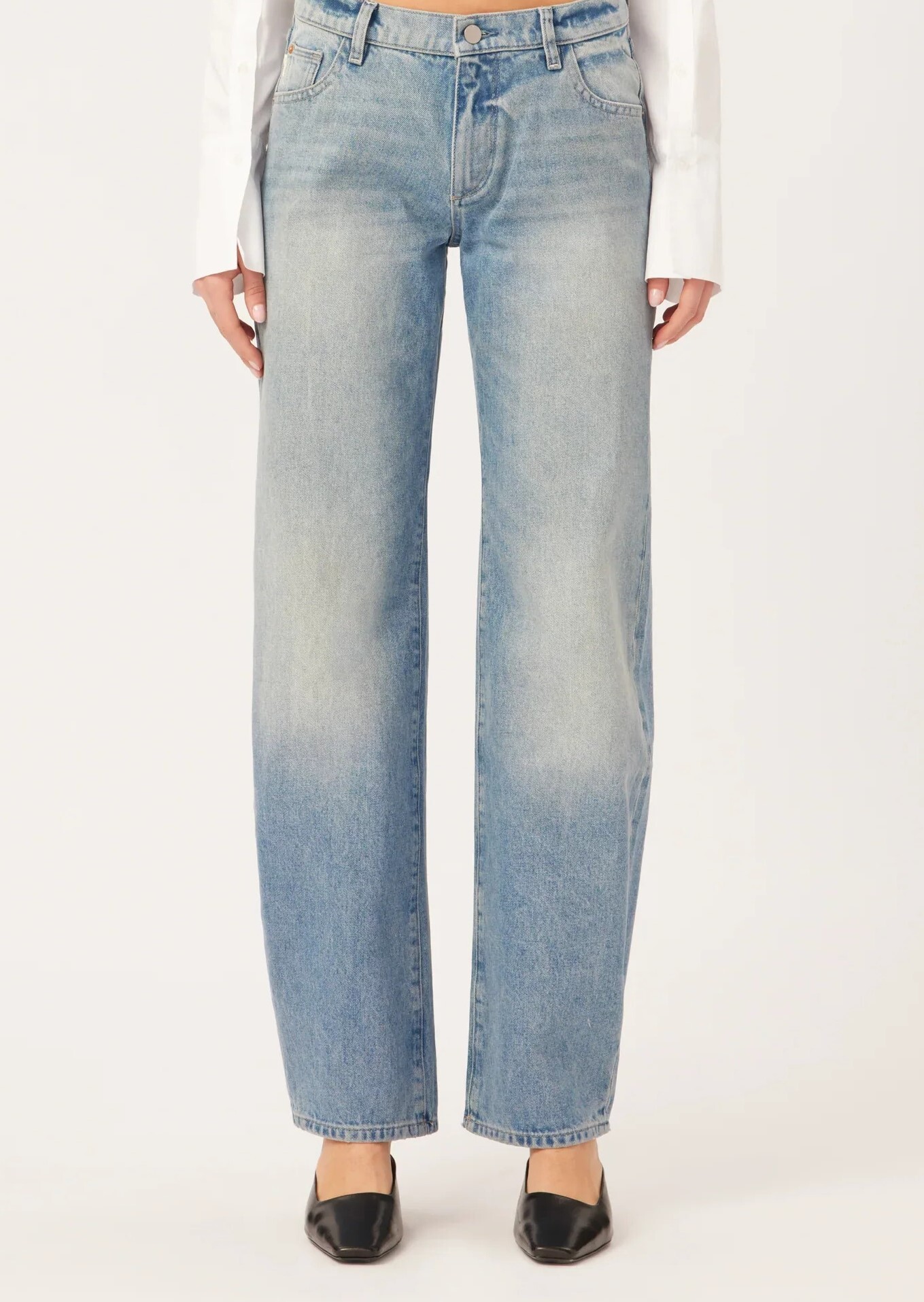 شلوار جین زنانه بالنی وینتج فاق کوتاه آبی برند DL1961 - مدل Illia Barrel Aged Mid | بادابینگ استایل