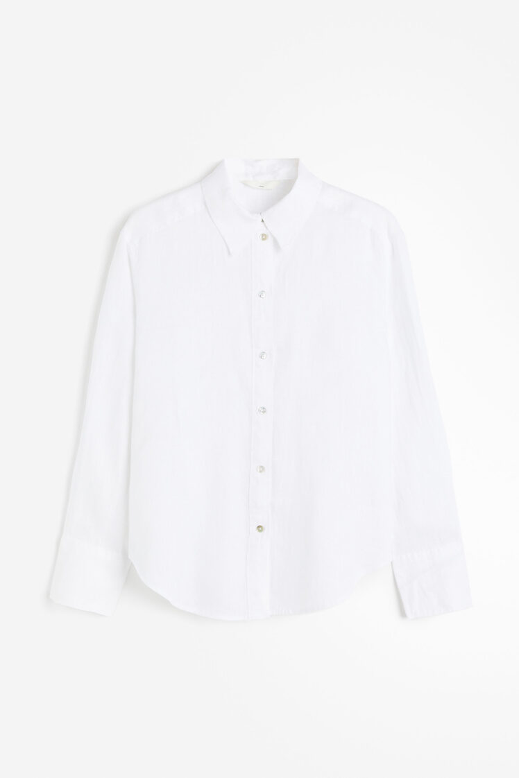 شومیز لینن اورسایز زنانه سفید برند اچ اند ام H&M | بادابینگ استایل